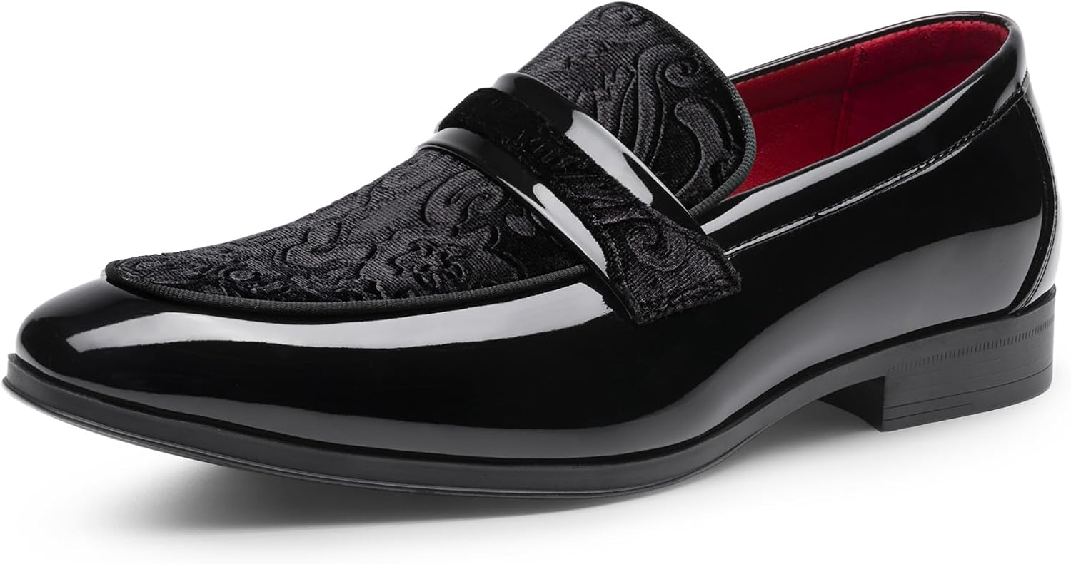 Men’s Velvet Tuxedo Slip-On Dress Shoes – Classic Formal Loafers