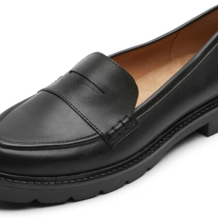 Women’s Breathable Perforated Penny Loafers – Casual Dress Shoes