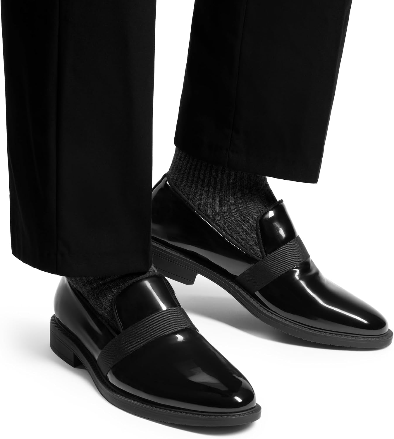 Men’s Patent Leather Slip-On Tuxedo Loafers – Formal Dress Shoes - Image 2
