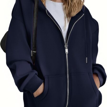 Women’s Oversized Zip Up Hoodie Fleece Sweatshirt Casual Jacket