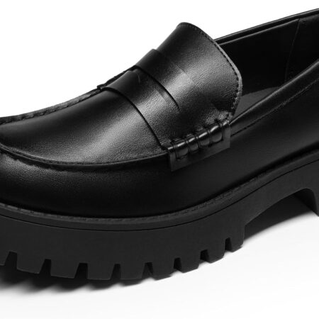 Women’s Penny Loafers – Platform Lug Sole Slip-On Dress Casual Business Shoes