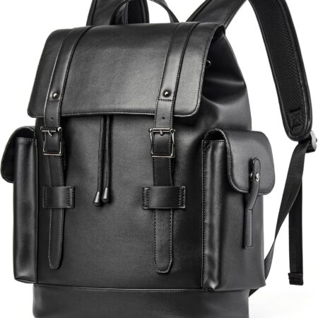 Waterproof PU Leather Laptop Backpack for Work and College